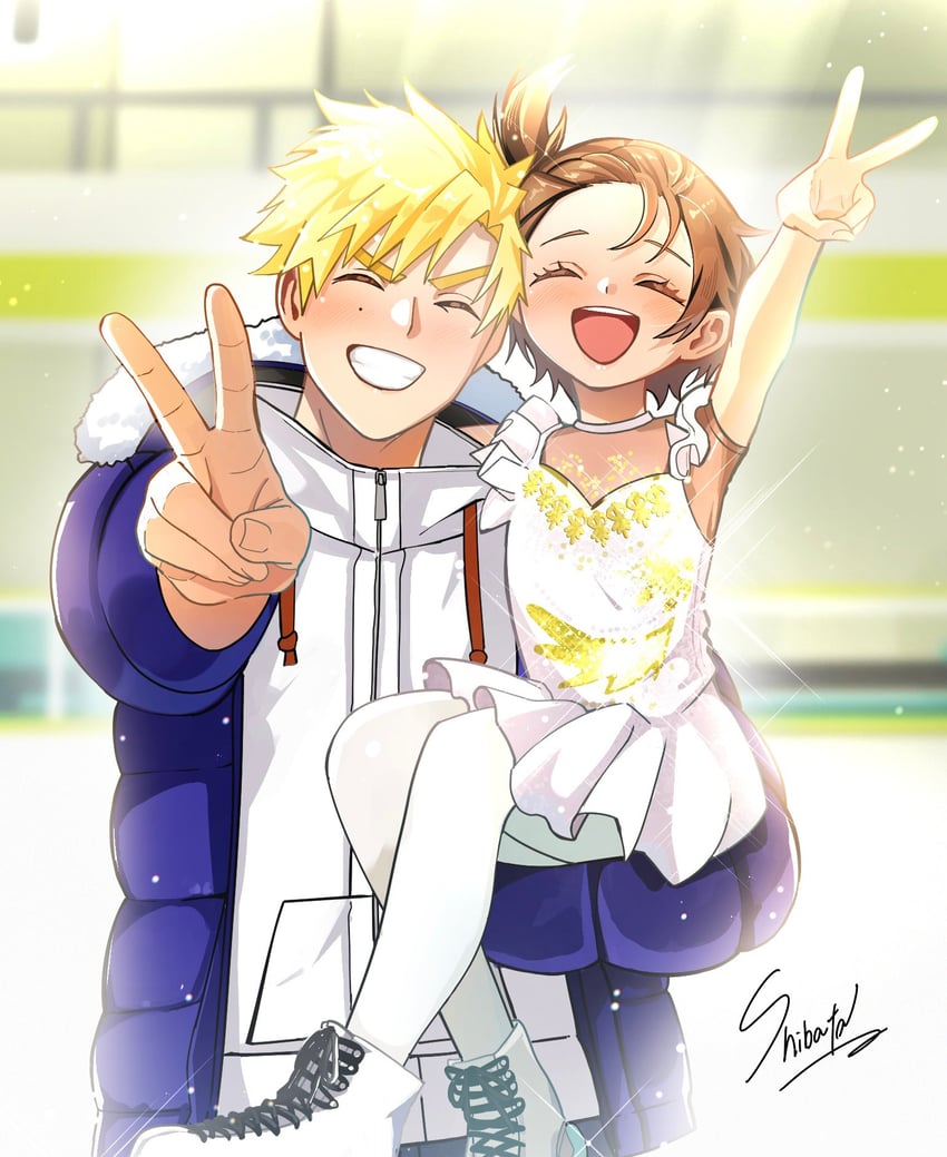 yuitsuka inori and akeuraji tsukasa (medalist) drawn by dondonpafufu
