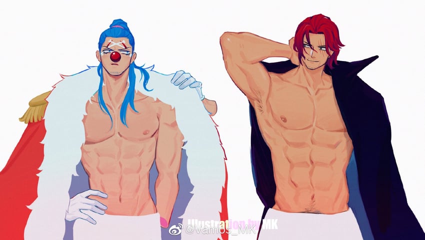 shanks and buggy the clown (one piece) drawn by vamos_mk