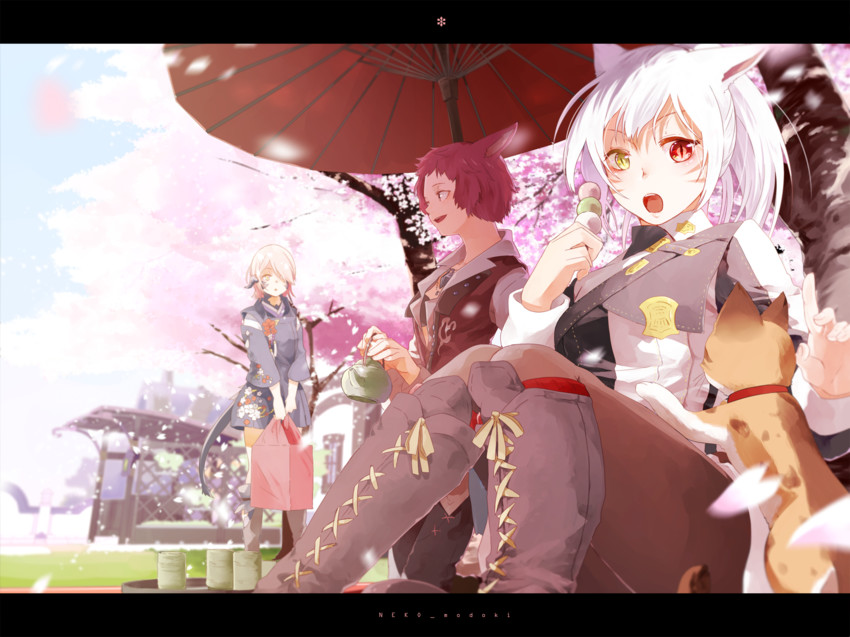 warrior of light and coeurl kitten (final fantasy and 1 more) drawn by lili_mdoki