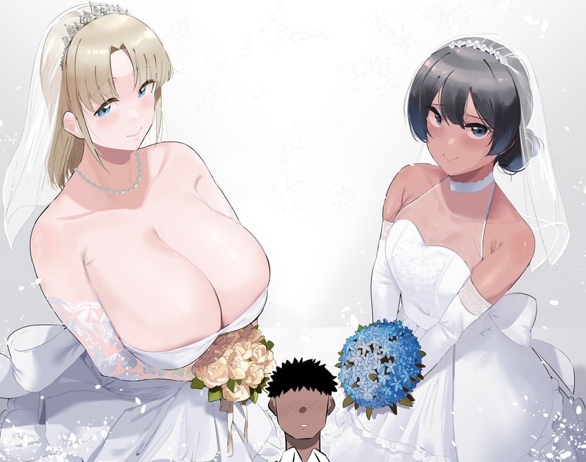 blonde girl and thai girl (original) drawn by okpriko