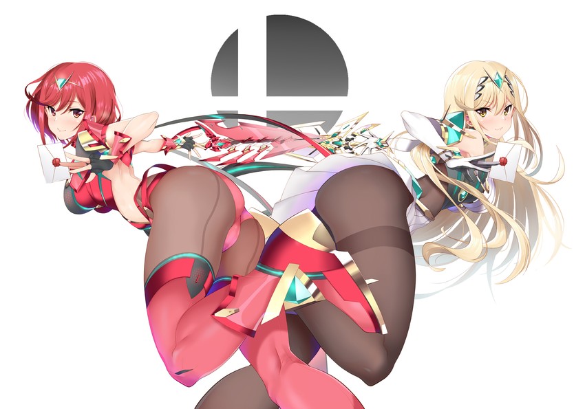 pyra and mythra (xenoblade chronicles and 2 more) drawn by daive