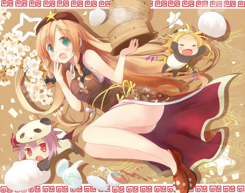 remilia scarlet, flandre scarlet, and hong meiling (touhou) drawn by efe