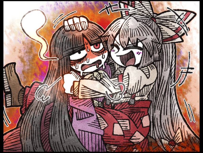 fujiwara no mokou and houraisan kaguya (touhou) drawn by suenari_(peace)