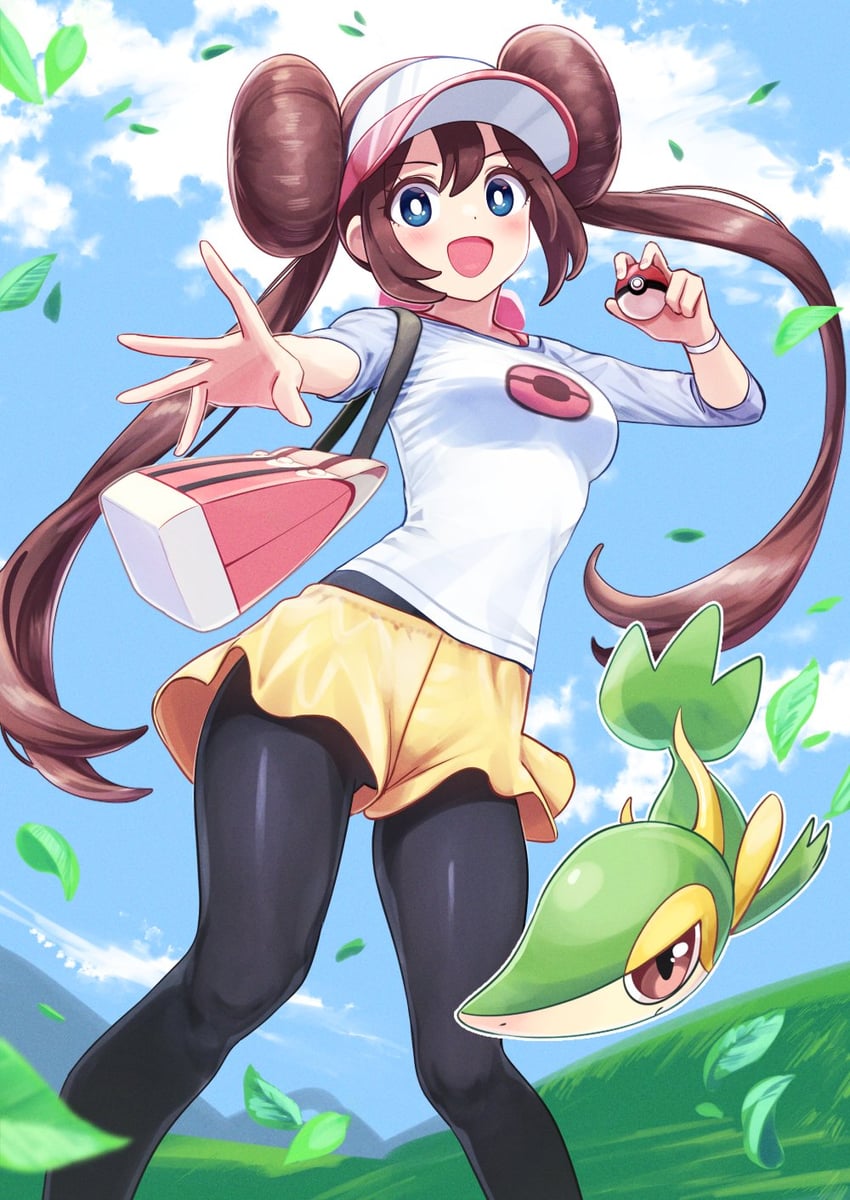 rosa and snivy (pokemon and 1 more) drawn by deadnooodles