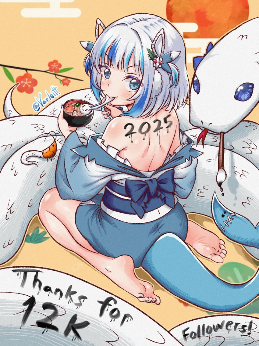 gawr gura (hololive and 1 more) drawn by varliet
