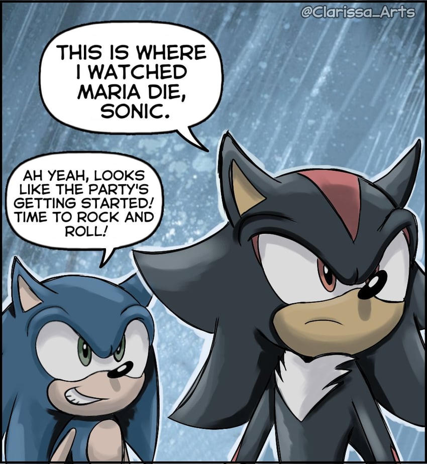 sonic the hedgehog and shadow the hedgehog (sonic and 1 more) drawn by clarissa_arts