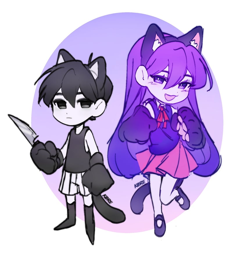 omori and mari (omori) drawn by k0re_drawings