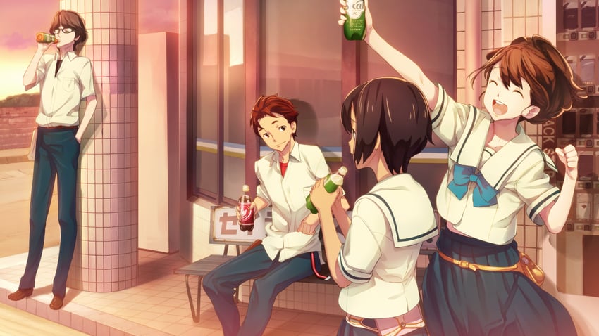 senomiya akiho, yashio kaito, daitoku junna, and hidaka subaru (robotics;notes and 1 more) drawn by fukuda_tomonori