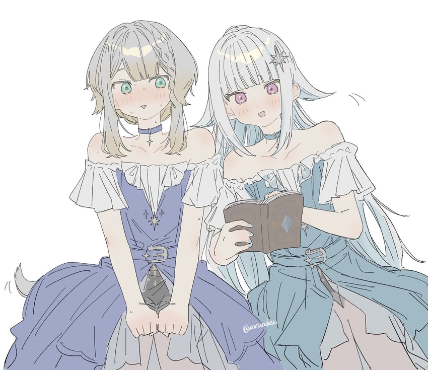 lize helesta and shioriha ruri (nijisanji) drawn by wanwa