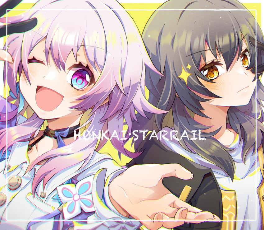 trailblazer, stelle, and march 7th (honkai and 1 more) drawn by stray0641071225