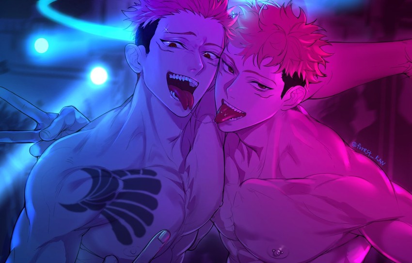 itadori yuuji and ryoumen sukuna (jujutsu kaisen) drawn by kan_(forest_kan)