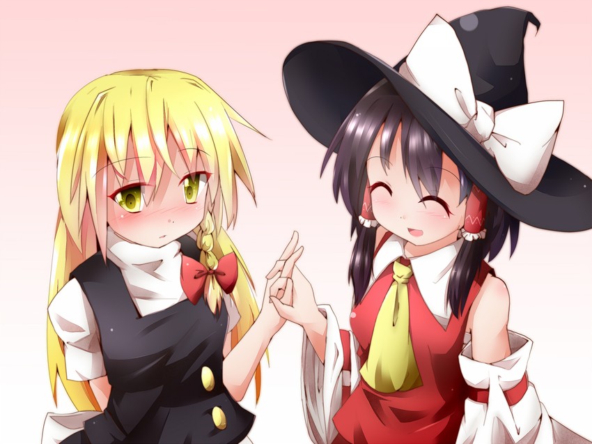 hakurei reimu and kirisame marisa (touhou) drawn by hiro_(pqtks113)