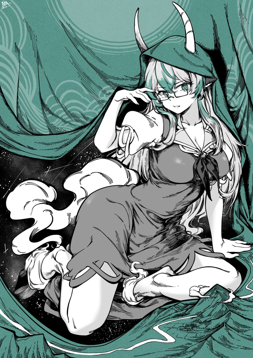 kamishirasawa keine and ex-keine (touhou and 1 more) drawn by qingwa_chi_she
