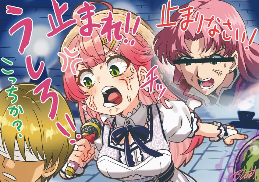 sakura miko and katsuragi misato (hololive and 2 more) drawn by buru-dai