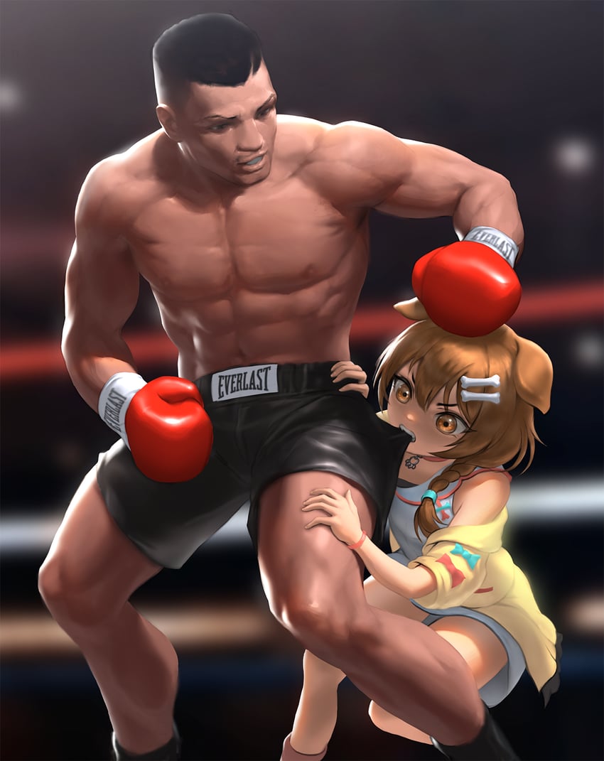 inugami korone and mike tyson (hololive and 1 more) drawn by infi