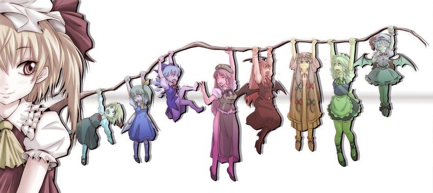 remilia scarlet, flandre scarlet, izayoi sakuya, cirno, patchouli knowledge, and 4 more (touhou and 1 more) drawn by ao_usagi