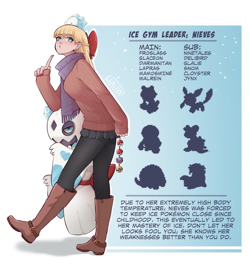 glaceon, lapras, froslass, snom, mamoswine, and 3 more (original and 2 more) drawn by luxu