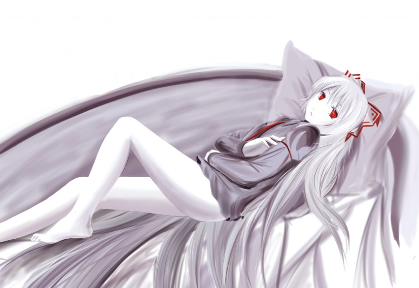 fujiwara no mokou (touhou) drawn by rexlent