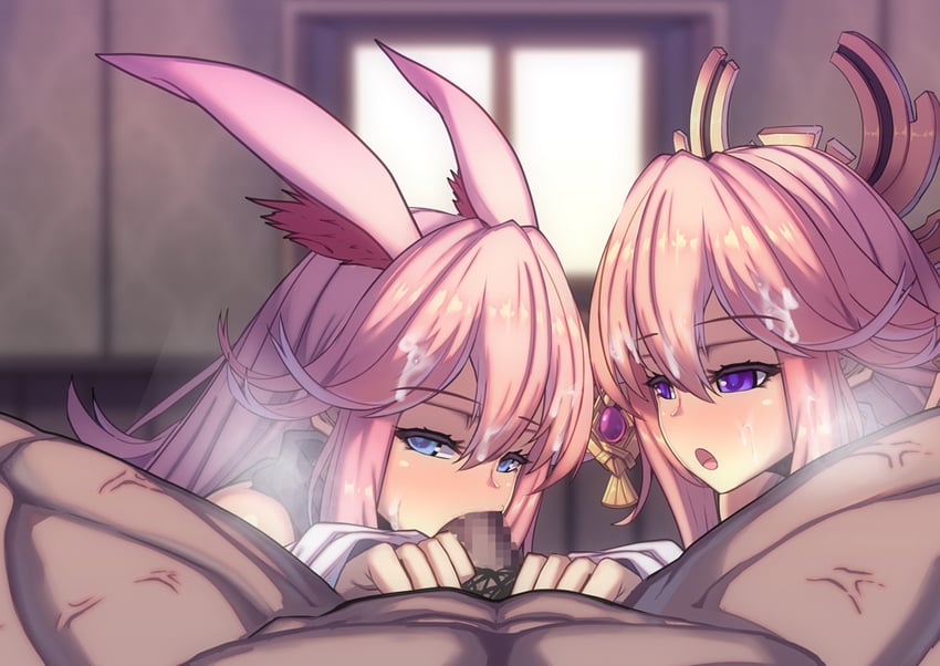 yae miko, yae sakura, and sakura ayane (genshin impact and 3 more) drawn by lao_meng