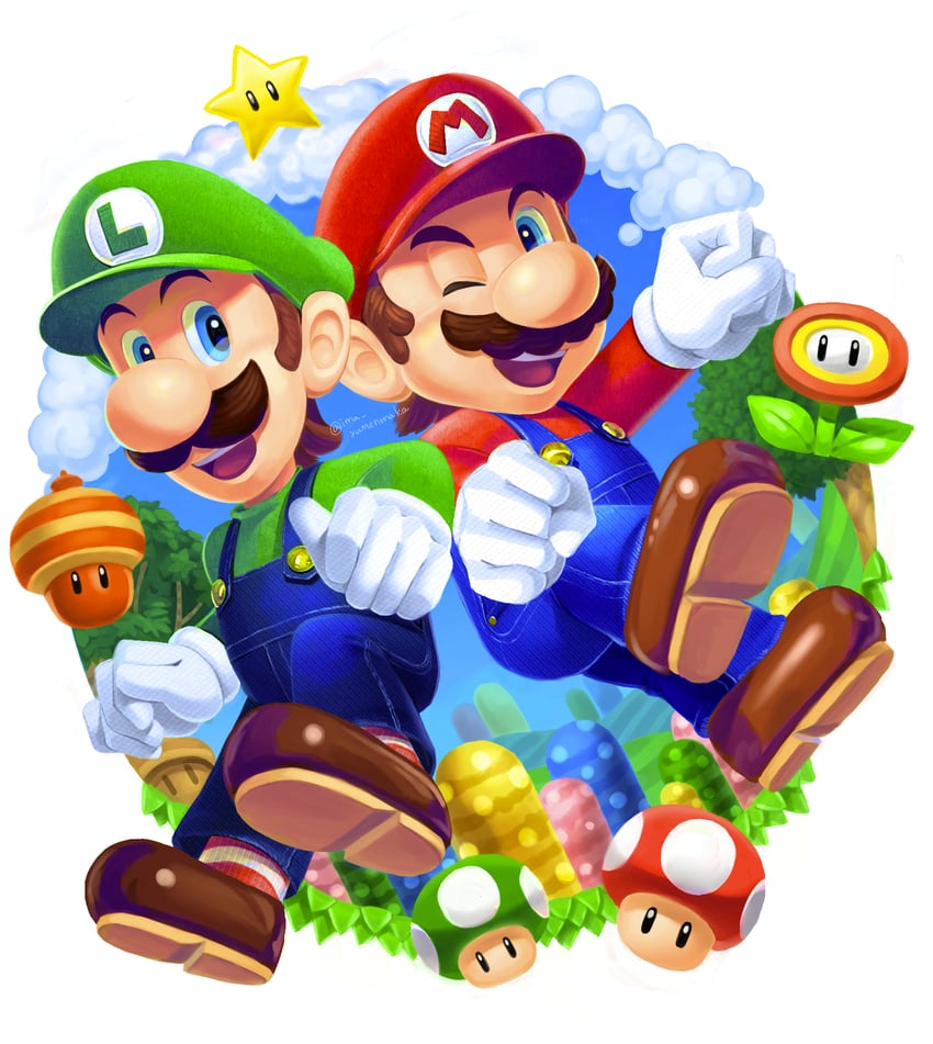 mario and luigi (mario and 1 more) drawn by yuuma_rimi