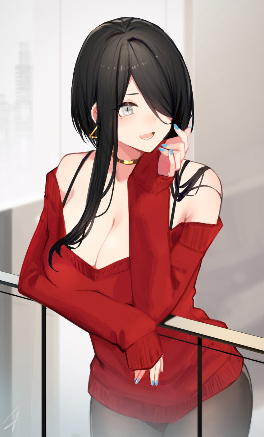 red sweater girl (original) drawn by hayabusa_(vert_320)