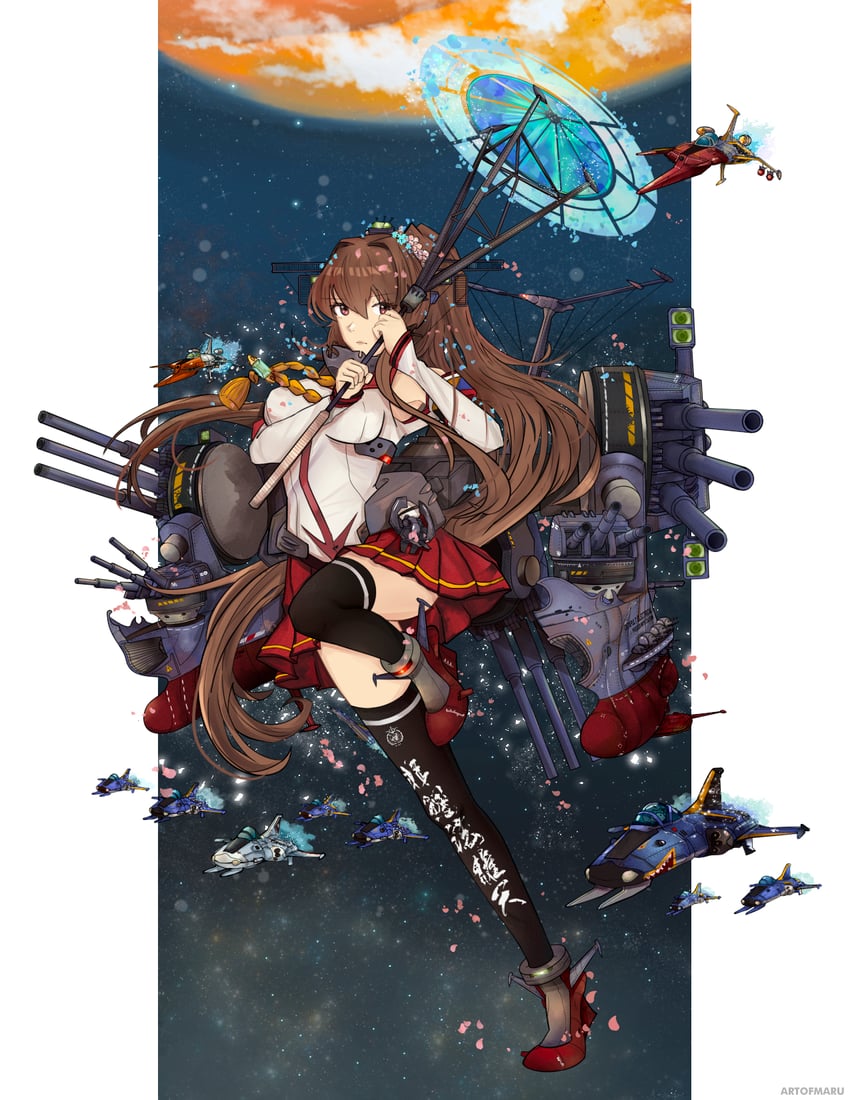 yamato and yamato kai (kantai collection and 2 more) drawn by bananamaru