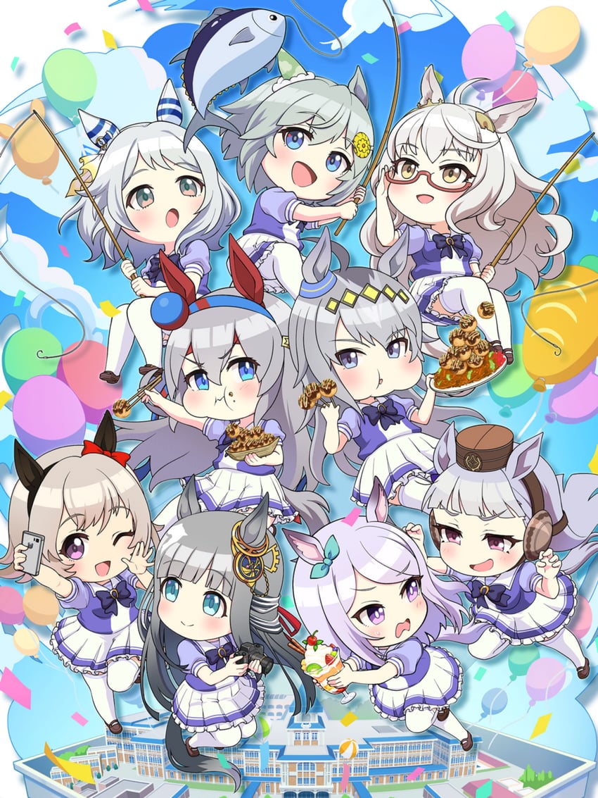mejiro mcqueen, gold ship, oguri cap, curren chan, seiun sky, and 4 more (umamusume and 1 more)
