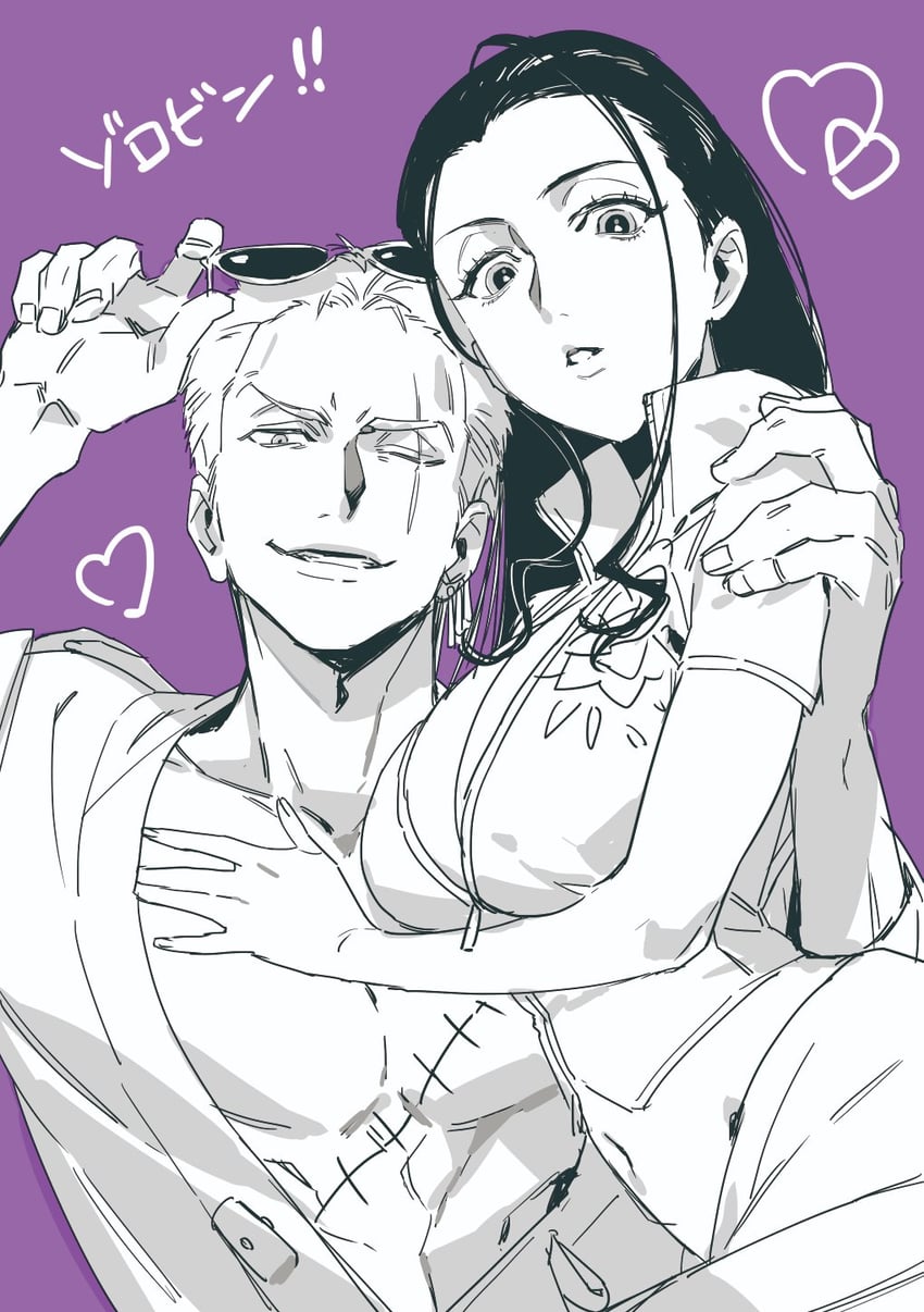 nico robin and roronoa zoro (one piece) drawn by h0h0ti