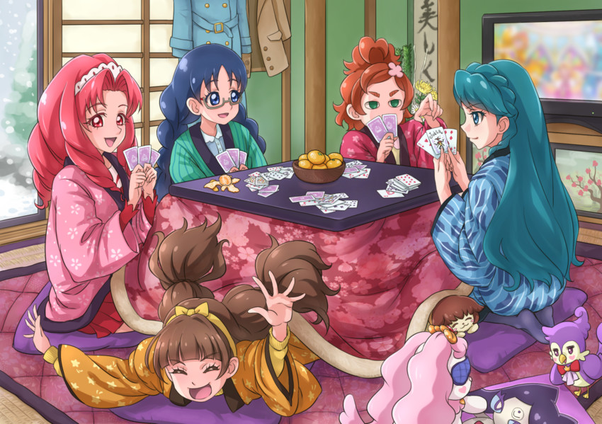 amanogawa kirara, haruno haruka, kaidou minami, akagi towa, puff, and 4 more (precure and 1 more) drawn by chocokin