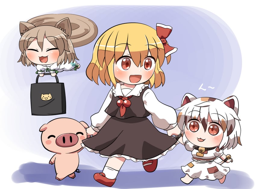 rumia, kudamaki tsukasa, and goutokuji mike (touhou) drawn by rokugou_daisuke