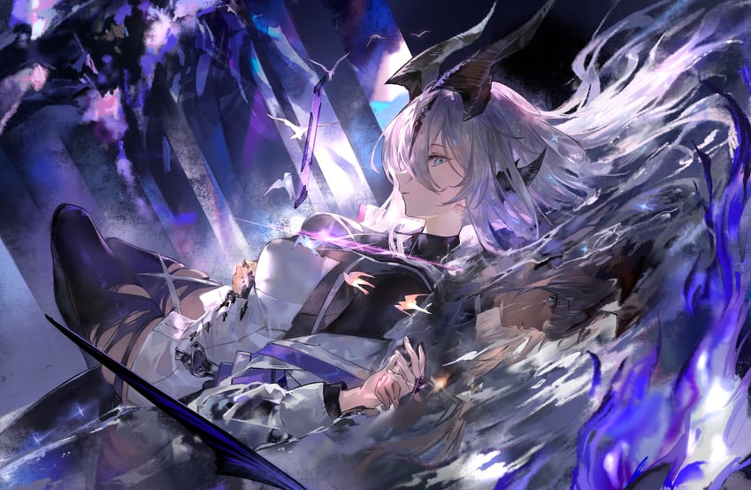 reed, reed the flame shadow, and necrass (arknights) drawn by chiaspicy
