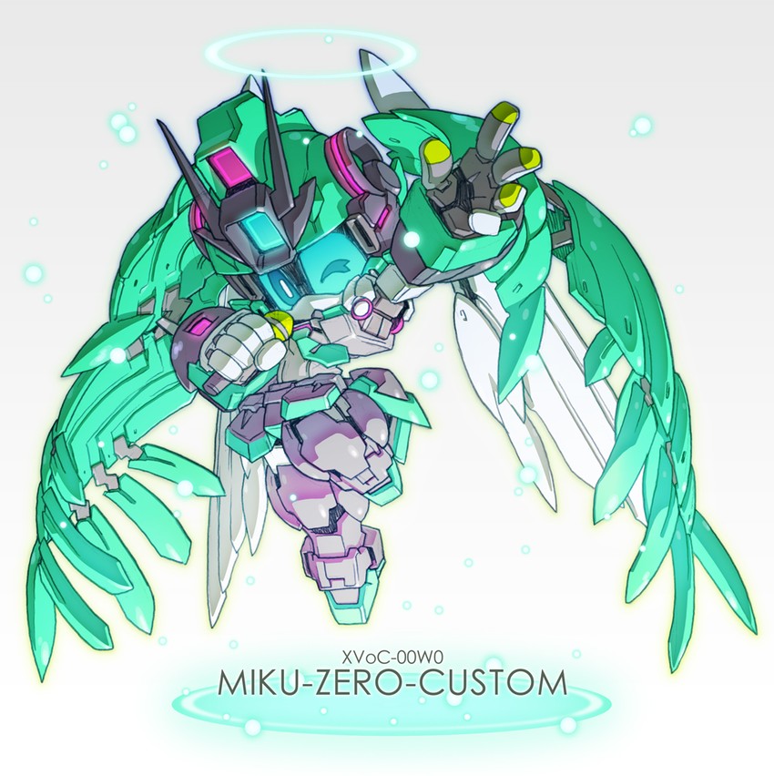 hatsune miku and wing gundam zero custom (vocaloid and 3 more) drawn by susagane