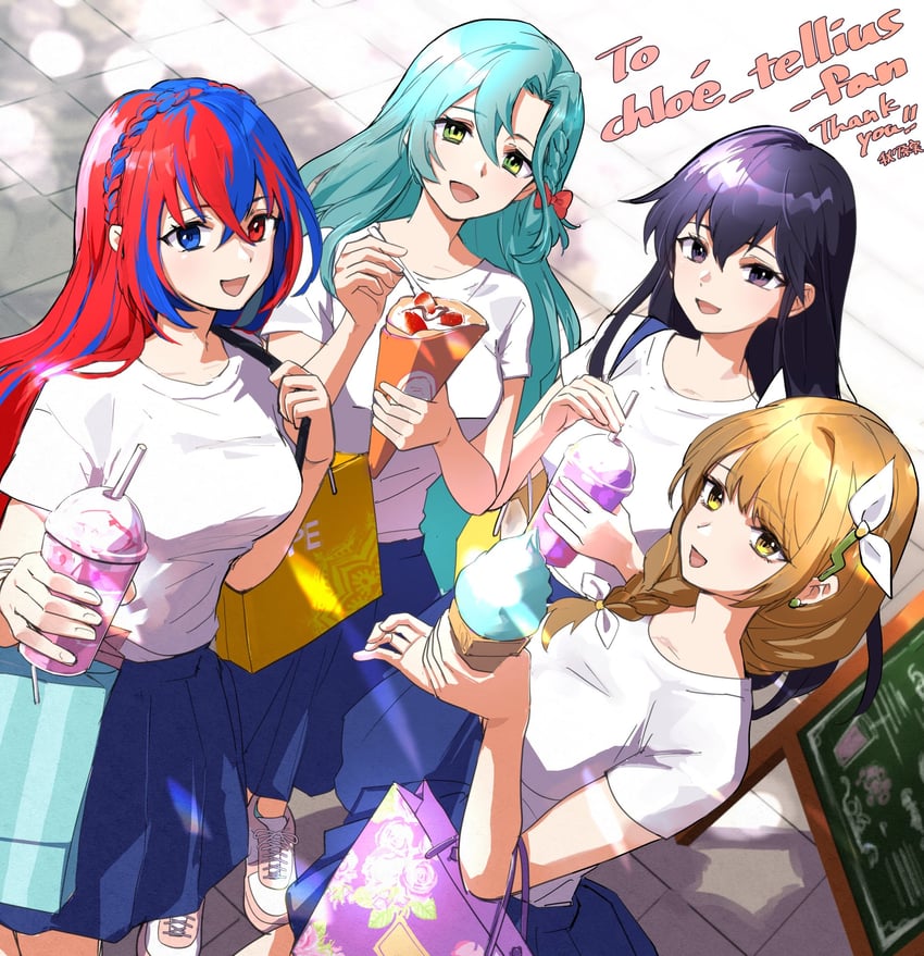 female alear, goldmary, chloe, and ayra (fire emblem and 3 more) drawn by minorudonguri