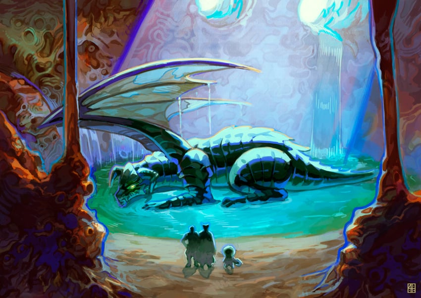 starky, lynx, and black dragon (chrono cross) drawn by absolum_art