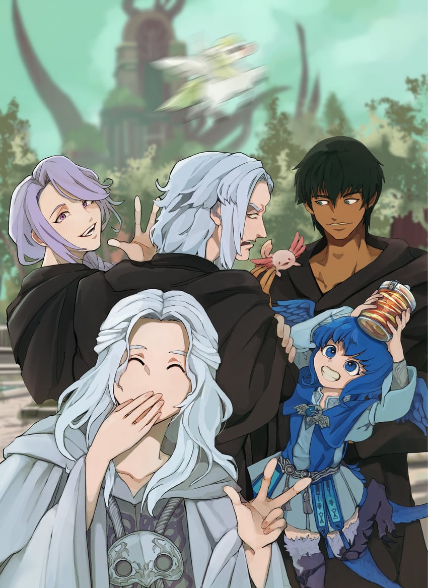 venat, emet-selch, meteion, hythlodaeus, and hermes (final fantasy and 1 more) drawn by glaa_da