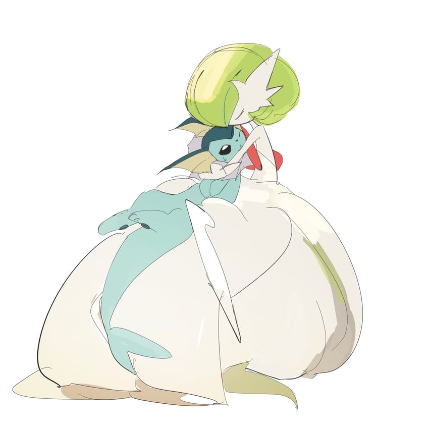 gardevoir, mega gardevoir, and vaporeon (pokemon) drawn by takashi_(pixiv_80298118)