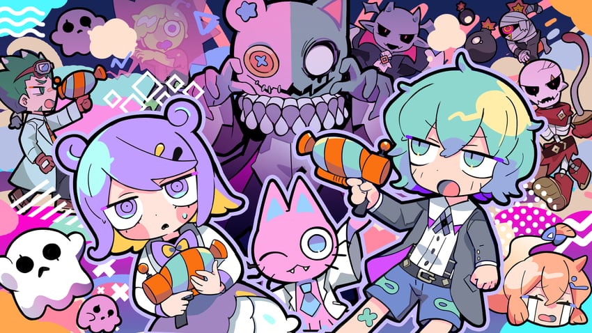 snail, pirarucu, goonyan, octo, toad, and 1 more (goonya monster) drawn by terada_tera