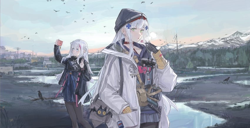 hk416, mdr, kuro, and clukay (girls' frontline and 1 more) drawn by shuimo
