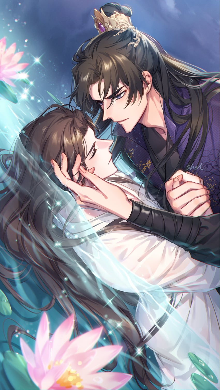 chu wanning, mo ran, and taxian-jun (erha he ta de bai mao shizun) drawn by zehel_az