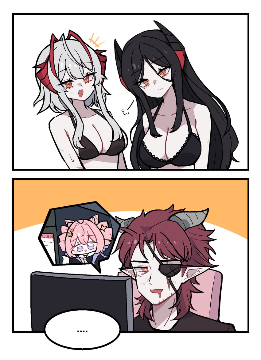 w, ines, hoederer, and u-official (arknights) drawn by hmrsh
