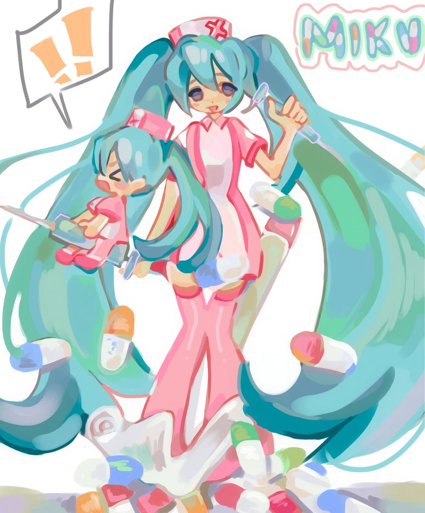 hatsune miku (vocaloid and 1 more) drawn by blandboyx