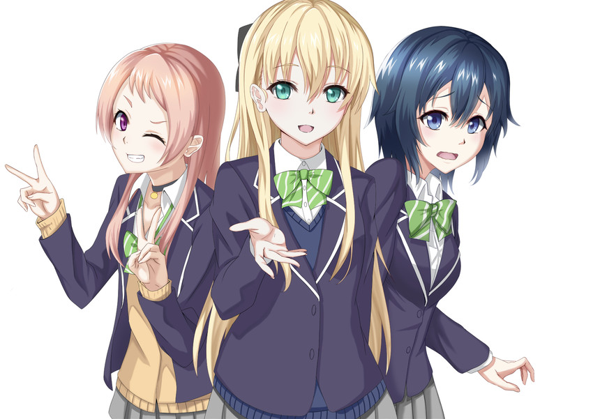 tendou karen, hoshinomori chiaki, and aguri (gamers!) drawn by heikichi