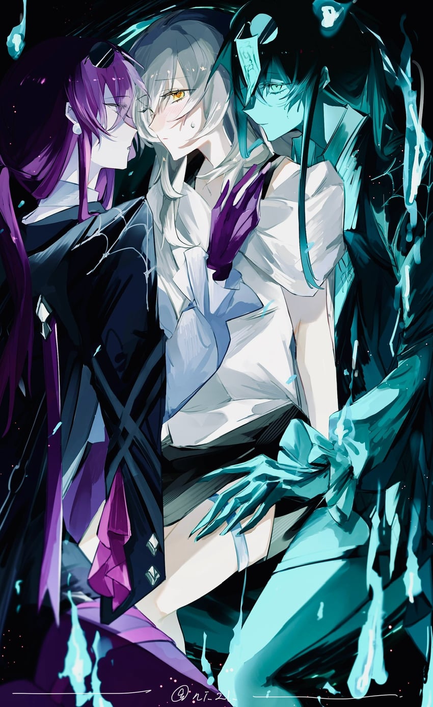 trailblazer, stelle, and kafka (honkai and 1 more) drawn by tugu_pi