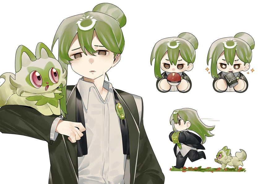 sprigatito and netzach (pokemon and 3 more) drawn by toeiki_c