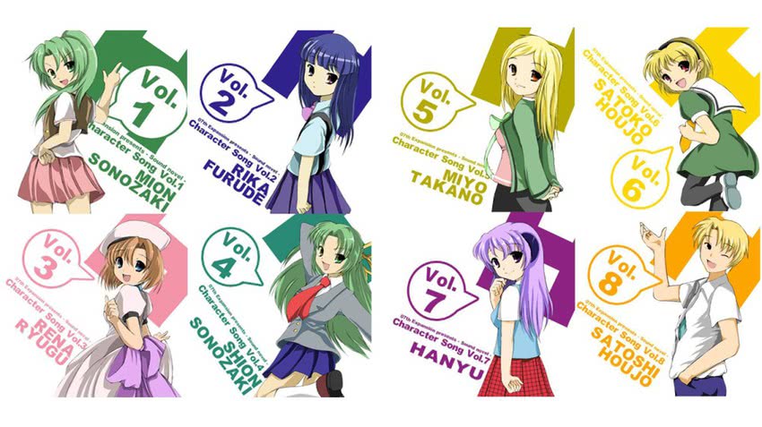 furude rika, ryuuguu rena, houjou satoko, sonozaki mion, hanyuu, and 3 more (suzumiya haruhi no yuuutsu and 1 more)