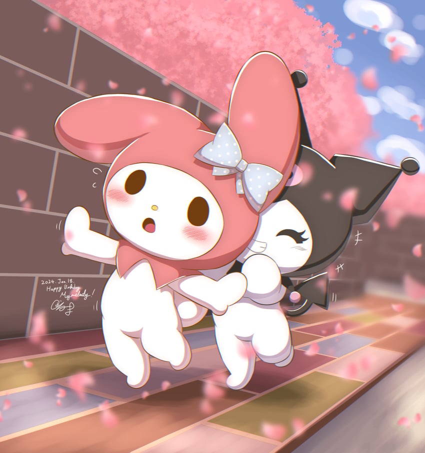 my melody and kuromi (sanrio and 1 more) drawn by zeruma