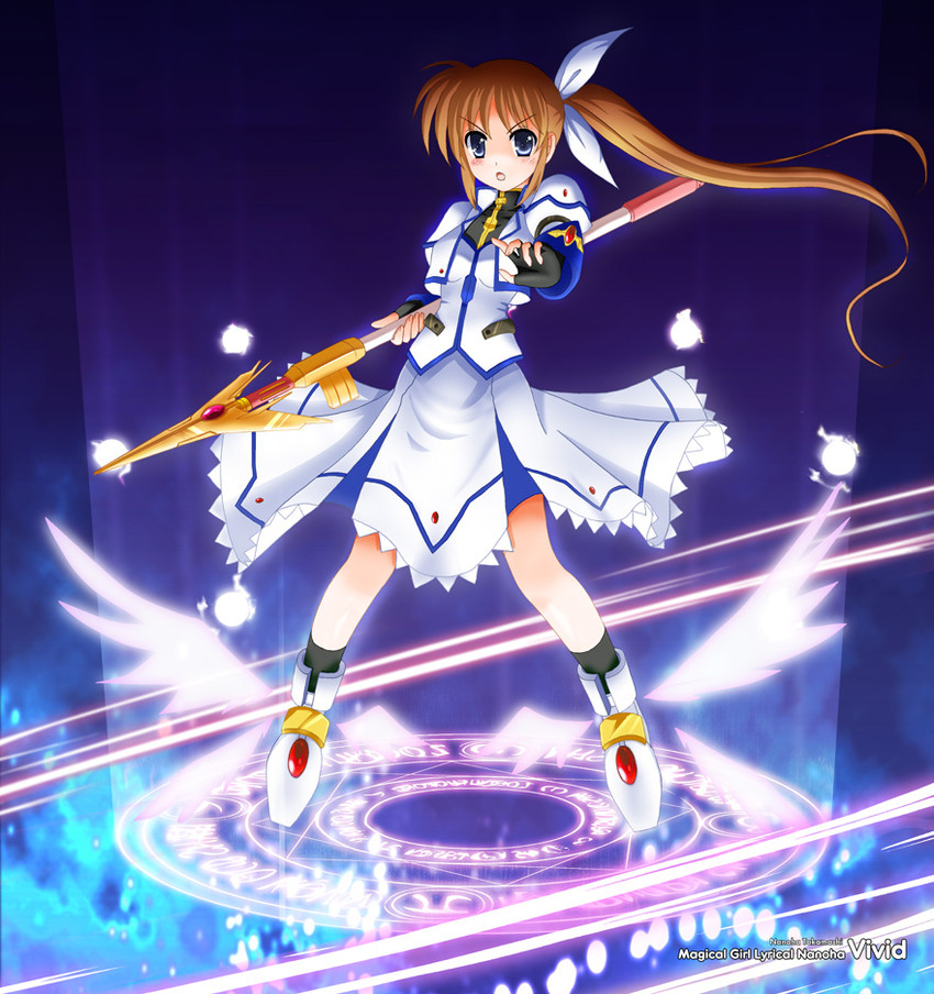 takamachi nanoha and raising heart (lyrical nanoha and 2 more) drawn by flipper