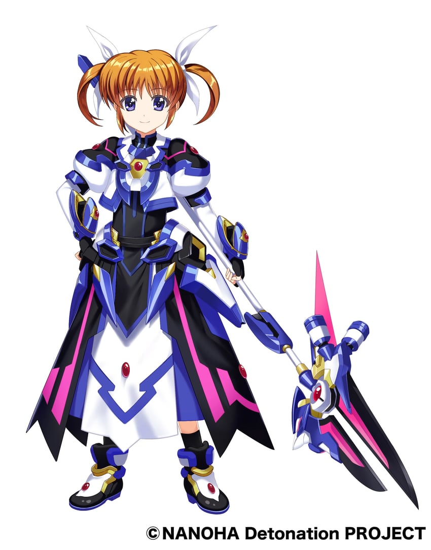 takamachi nanoha, raising heart, and raising heart estrea (lyrical nanoha and 2 more) drawn by fujima_takuya