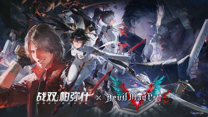 dante, vergil, lucia, alpha, alpha: crimson weave, and 1 more (punishing: gray raven and 2 more) drawn by creamyghost