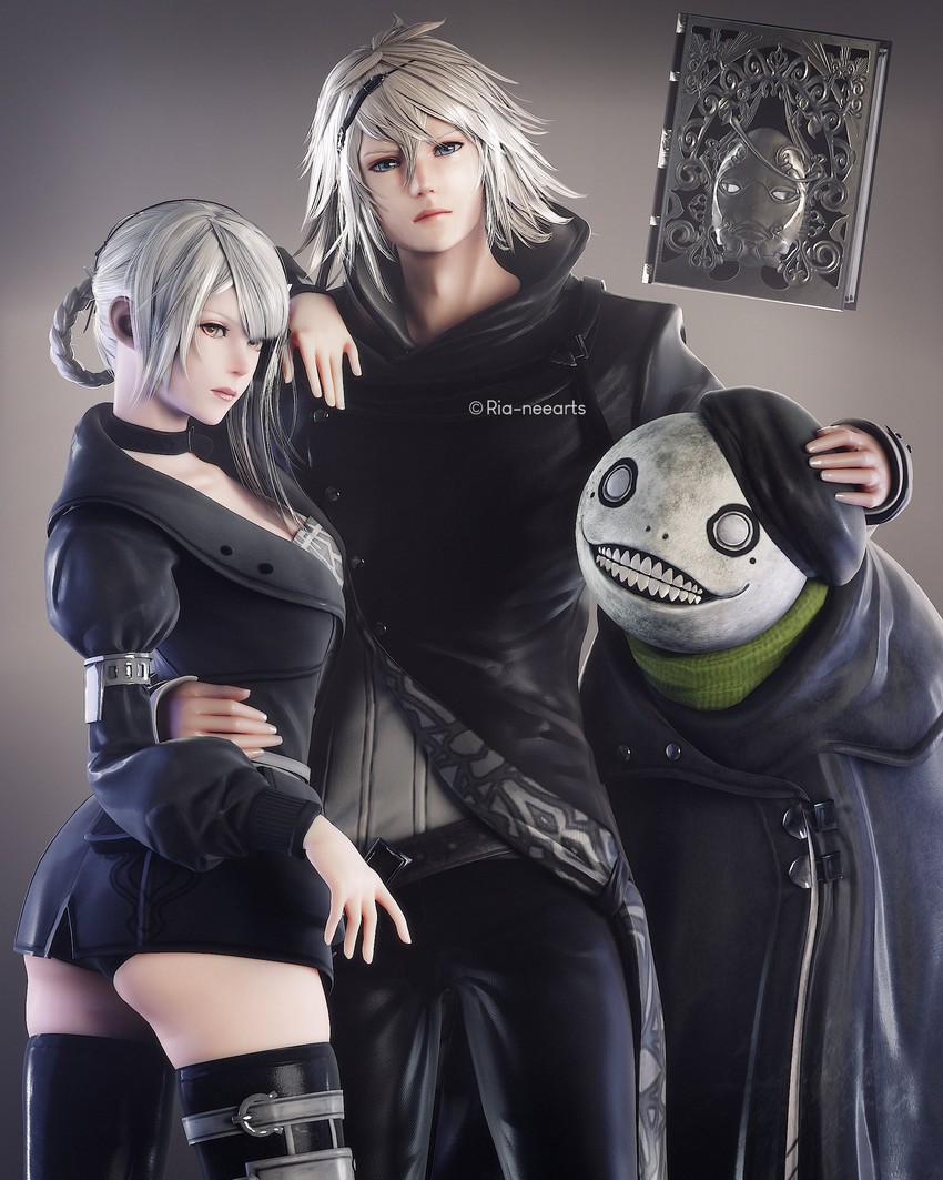 kaine, nier, emil, and grimoire weiss (nier and 1 more) drawn by ria_(baka-neearts)